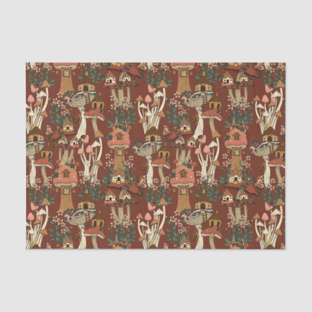 Zauberhafte rote Hütte, Muster für die Blumenmuste Seidenpapier (Vorderseite)