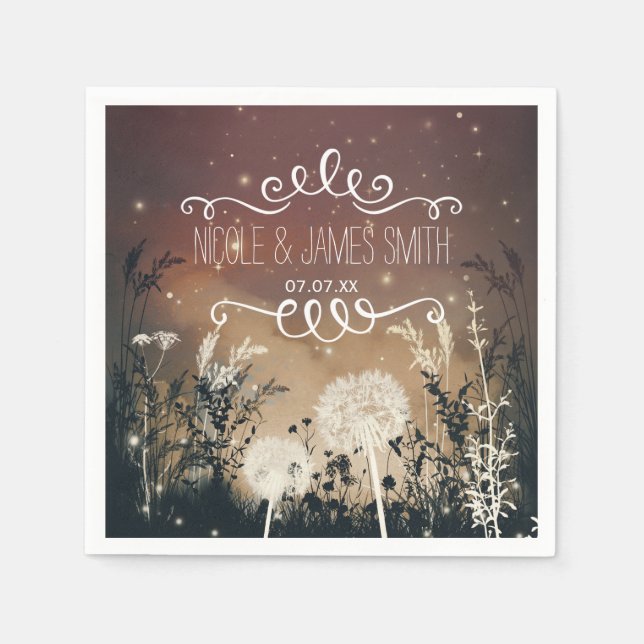 Zauberhafte Rustikale Night Sky Stars & Foliage Ho Serviette (Vorderseite)