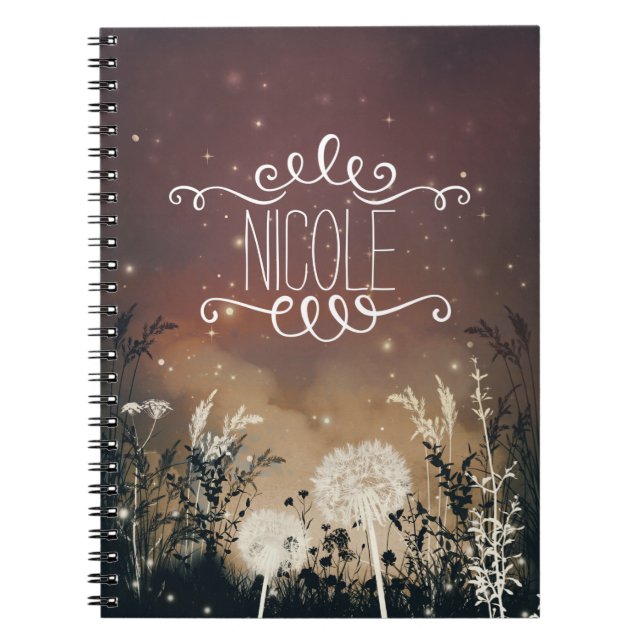 Zauberhafte Rustikale Night Sky Stars & Foliage Jo Notizblock (Vorderseite)