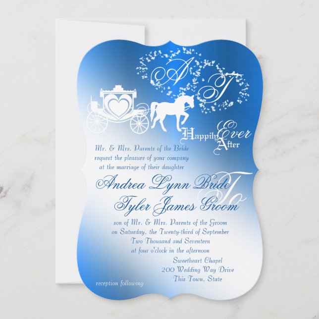 Zauberhafte Sapphire Blue Story Book Wedding Einladung (Vorderseite)