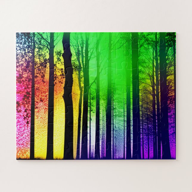 Zauberhafte Schwarmbaum-Silhouetten im Regenbogenw (Horizontal)