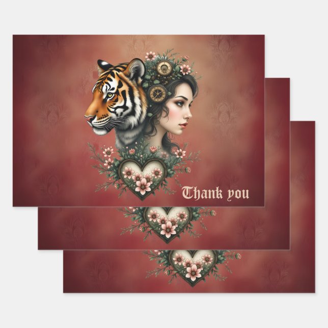 Zauberhafte Steampunk-Blumenwelt Geschenkpapier Set (Set)