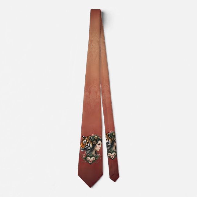 Zauberhafte Steampunk-Blumenwelt Krawatte (Vorderseite)