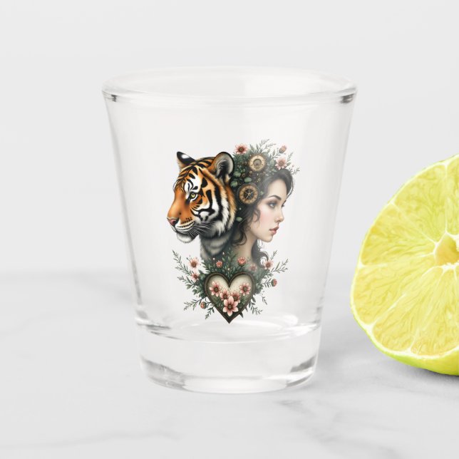 Zauberhafte Steampunk-Blumenwelt Schnapsglas (Vorderseite)