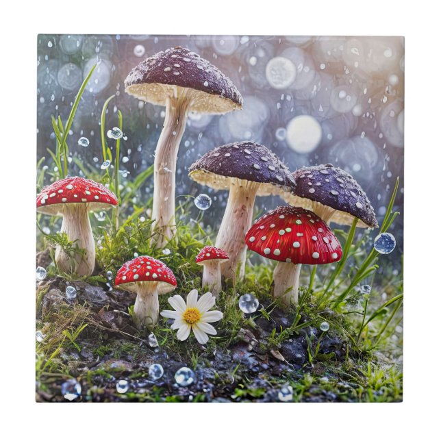 Zauberhafte Toadstools Fantasy Fantasy Fun Forest Fliese (Vorderseite)