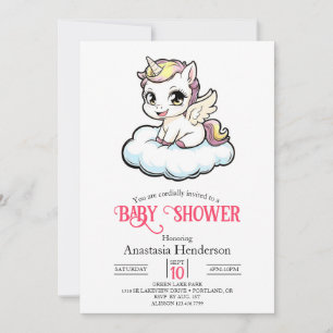 Zauberhafte Unicorn Kinderdusche Einladung