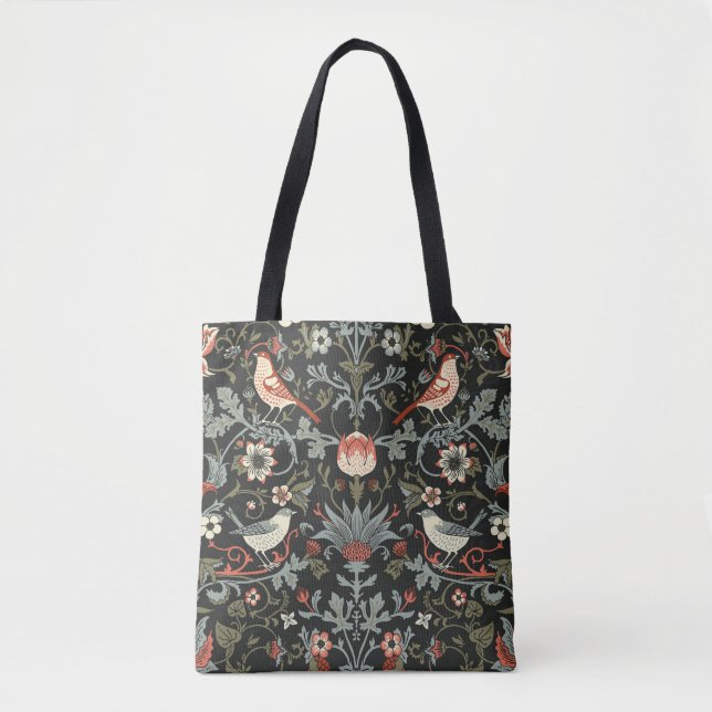 Zauberhafte Vintage Blütenvögel Tasche (Vorderseite)