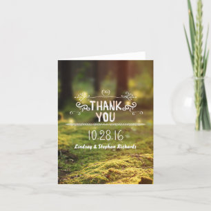 Zauberhafte Wald-Rustikale Hochzeit Danke-Karten Dankeskarte