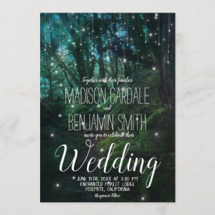 Zauberhafte Waldbäume feiern Hochzeit Einladung
