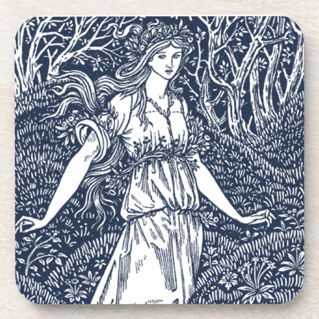 Zauberhafte Waldfee im Stil von William Morris Untersetzer (Vorderseite)