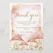 Zauberhafte Waldpilz-Fotogrußkarte zum ersten Gebu