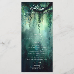 Zauberhafte, waldreiche Lichter zum Hochzeitsmenü Menükarte