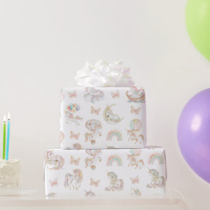 Zauberhafte Wasserfarbe Einhorn Geburtstag Geschenkpapier