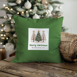 Zauberhafte Weihnachtsbäume Erdtöne Benutzerdefini Kissen