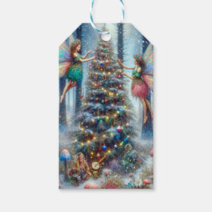 Zauberhafte Weihnachtsbaume und Elfen Geschenkanhänger