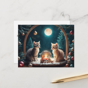Zauberhafte Weihnachtskätzchen mit festlicher Deko Postkarte
