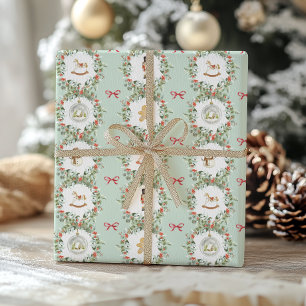 Zauberhafte Weihnachtskränze und Spielzeuge Geschenkpapier