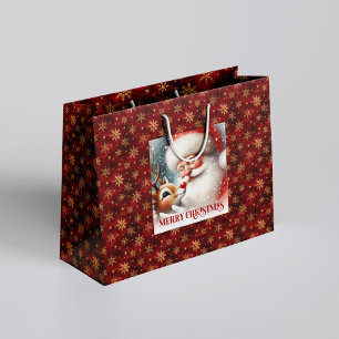 Zauberhafte Weihnachtsmann- und Rudolph-Geschenkta Große Geschenktüte