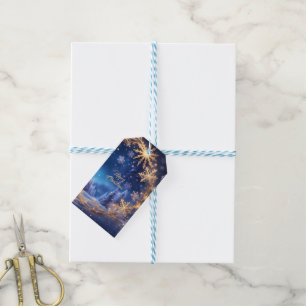 Zauberhafte Weihnachtszeit - goldene Schneeflocken Geschenkanhänger