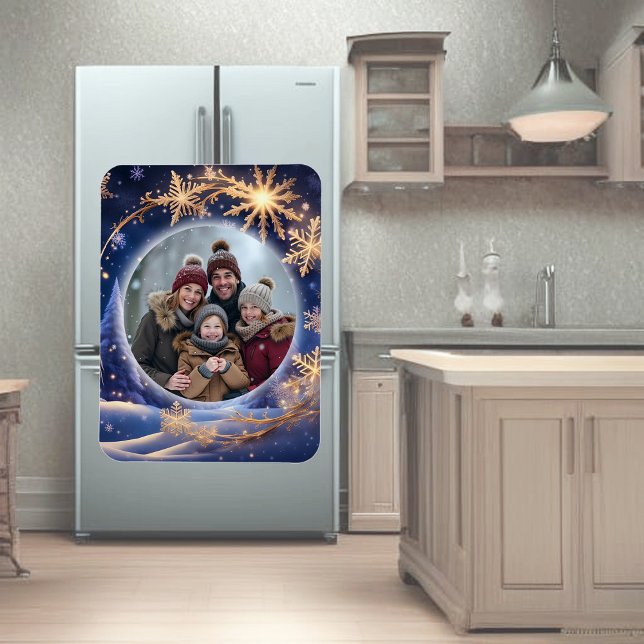 Zauberhafte Weihnachtszeit - goldene Schneeflocken Magnet (Von Creator hochgeladen)