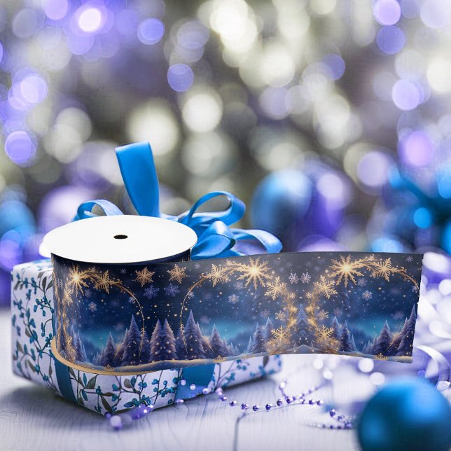 Zauberhafte Weihnachtszeit - goldene Schneeflocken Satinband (Von Creator hochgeladen)