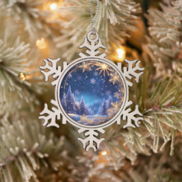 Zauberhafte Weihnachtszeit - goldene Schneeflocken Zinn-Ornament