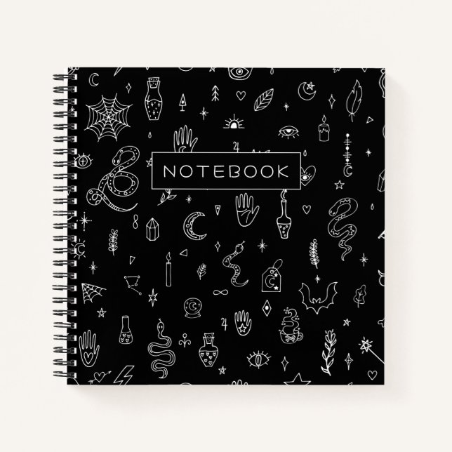 Zauberhafte, zauberhafte Dinge und Symbole Notizbuch (Vorderseite)
