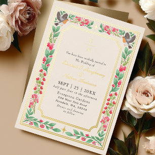 Zauberhafter botanischer Blumengarten Hochzeit in Folieneinladung