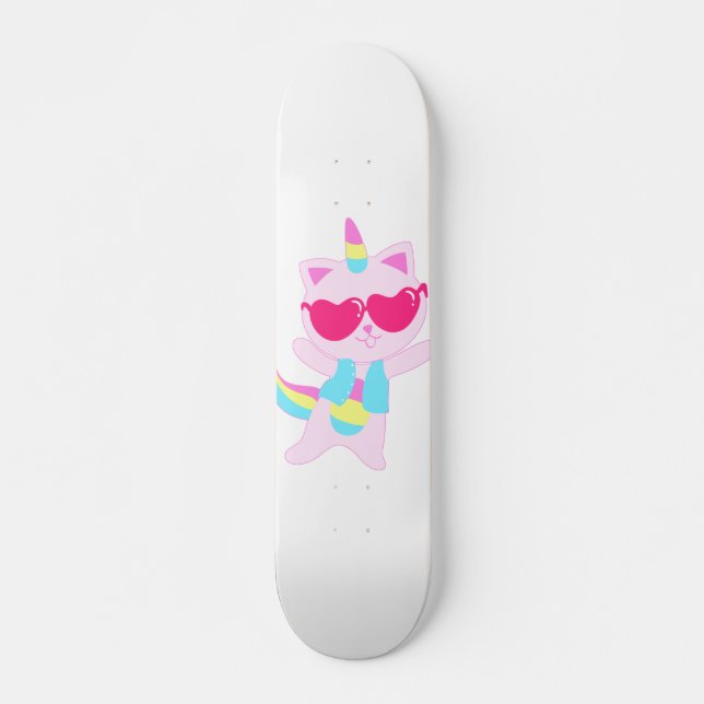 Zauberhafter Einhorn Cat Cartoon - Wählen Sie die  Skateboard (Vorne)