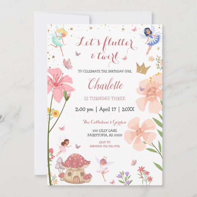 Zauberhafter Gartenlaub Geburtstag Einladung (Vorderseite)