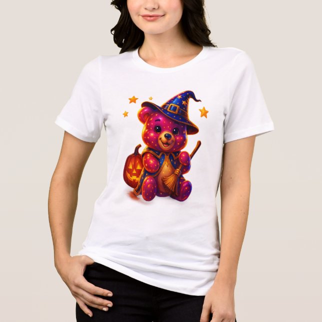Zauberhafter Halloween-Teddy-Hexe Tri-Blend Shirt (Vorderseite)