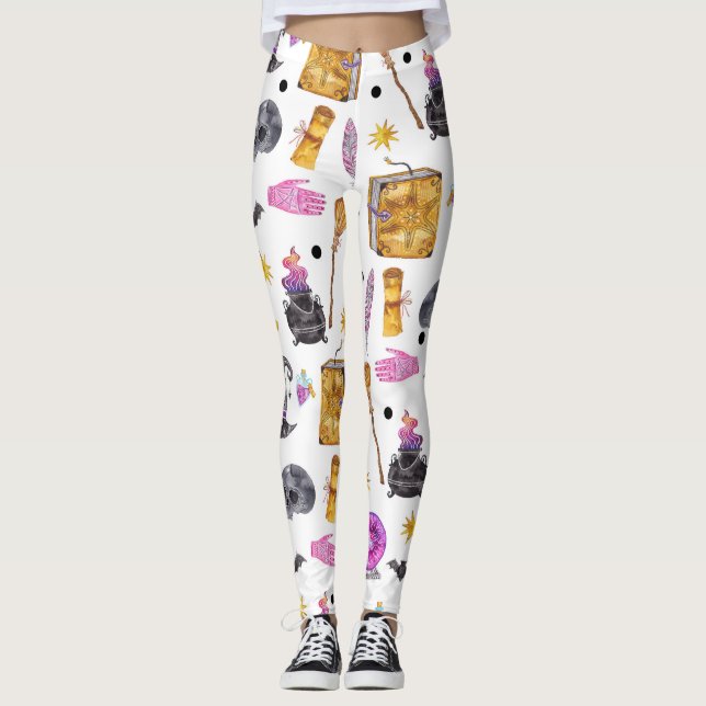Zauberhafter Halloween Wasserfarbenmagic Fest Leggings (Vorderseite)