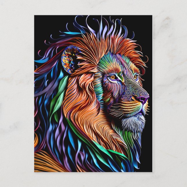 Zauberhafter Löwenpapierquilling-Stil, Weichteile Postkarte (Vorderseite)