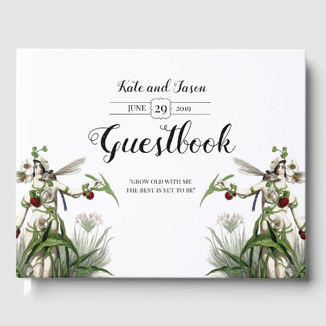 Zauberhafter Märchengarten Hochzeit Grün Gästebuch (Vorderseite)