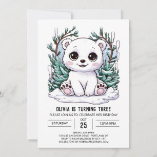 Zauberhafter Polar Bär Digital Geburtstag Einladung