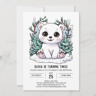 Zauberhafter Polar Bär Digital Geburtstag Einladung