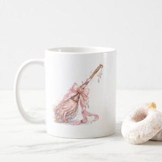 Zauberhafter rosa Hexenbesen-Mug Kaffeetasse