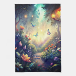 Zauberhafter Twilight Garden - Magisches Waldgesch Geschirrtuch