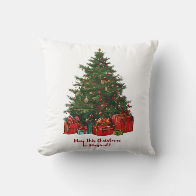Zauberhafter Weihnachtsbaum dekoratives Kissen (Vorderseite)
