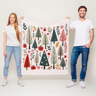 Zauberhafter Weihnachtsbaumwald Fleecedecke