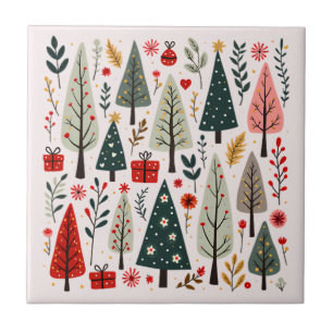 Zauberhafter Weihnachtsbaumwald Fliese