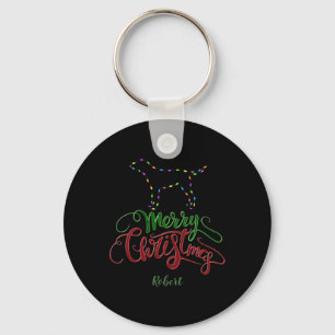 Zauberhafter Weihnachtslichtbirnen-Hund-Monogramm- Schlüsselanhänger