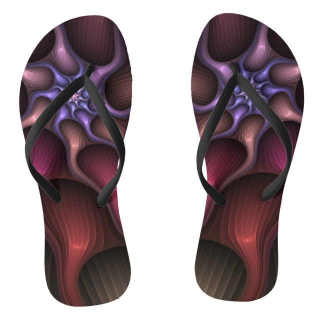 Zauberhaftes Abstrakt gestreiftes farbiges Fraktal Flip Flops (Fußbett)