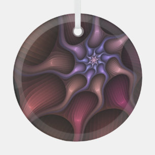 Zauberhaftes Abstrakt gestreiftes farbiges Fraktal Ornament Aus Glas