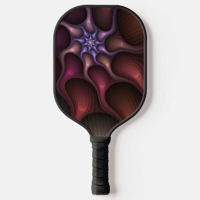 Zauberhaftes Abstrakt gestreiftes farbiges Fraktal Pickleball Schläger (Vorderseite)