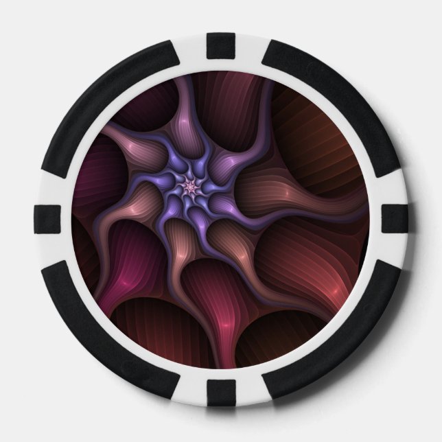 Zauberhaftes Abstrakt gestreiftes farbiges Fraktal Pokerchips (Vorderseite)