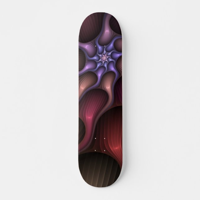 Zauberhaftes Abstrakt gestreiftes farbiges Fraktal Skateboard (Vorne)