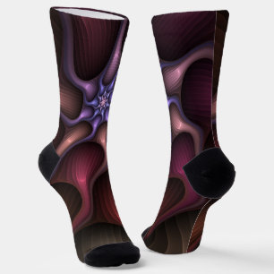 Zauberhaftes Abstrakt gestreiftes farbiges Fraktal Socken