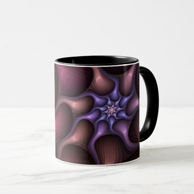 Zauberhaftes Abstrakt gestreiftes farbiges Fraktal Tasse (VorderseiteRechts)