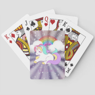 Zauberhaftes Einhorn, Regenbogen - Personalisiert Spielkarten